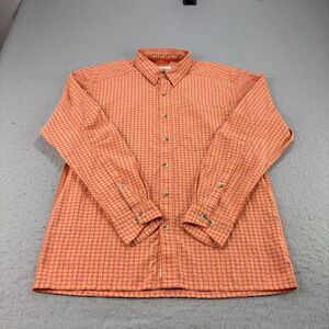 Simms Fishing Shirt Mens Medium Orange Plaid Button Up Performance Outdoor‎